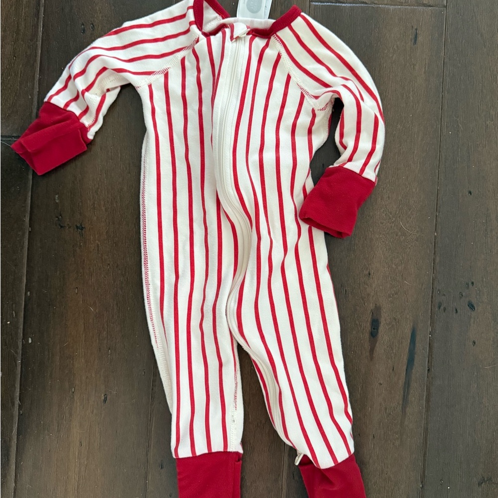 Hanna Andersson Red and White Striped Footie Pajamas
